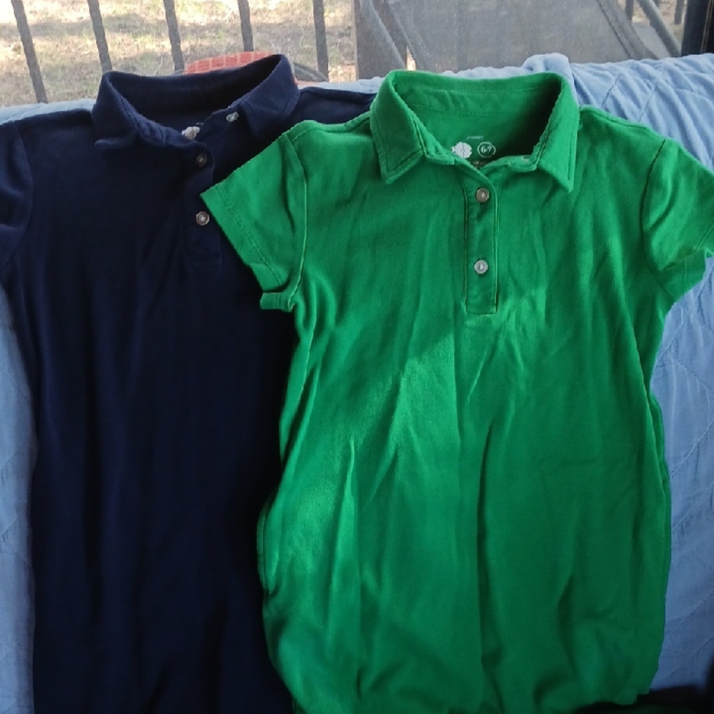 Kids Polo Shirt Set - Green and Navy